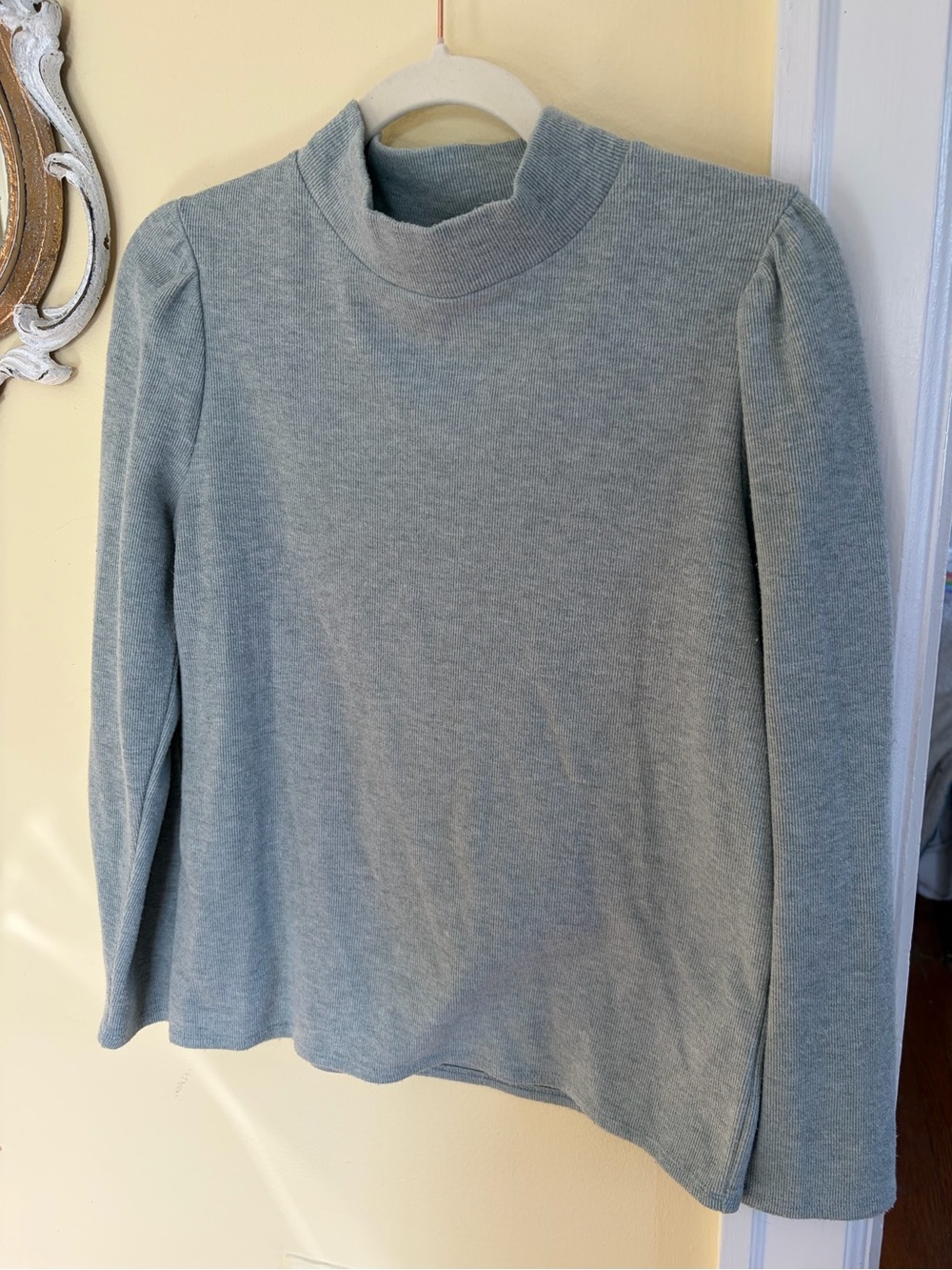 Women's Mock Neck Long Sleeve Top - Light Blue Sage